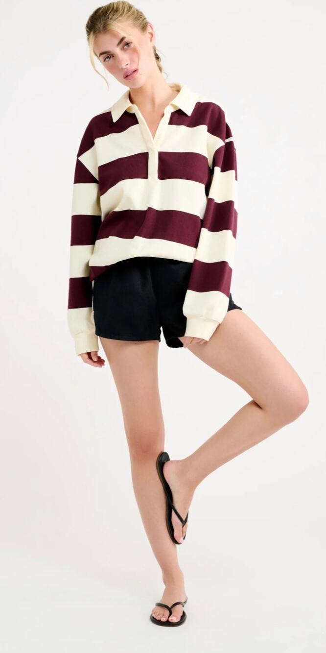 Rumored Ivy League Cotton Pullover in Harvard Stripes Size Large